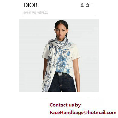 DIOR Toile de Jouy Mexico Motif SHAWL BLUE 2024