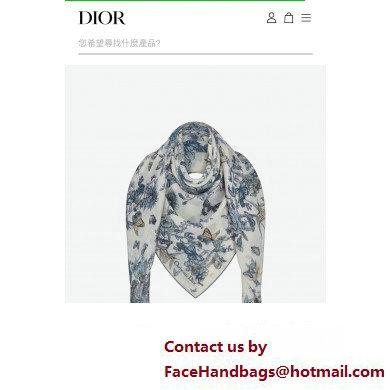 DIOR Toile de Jouy Mexico Motif SHAWL BLUE 2024