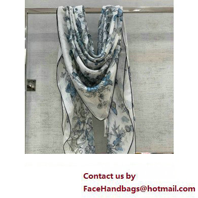 DIOR Toile de Jouy Mexico Motif SHAWL BLUE 2024