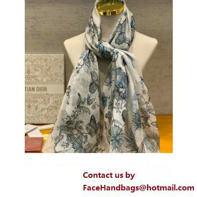 DIOR Toile de Jouy Mexico Motif SHAWL BLUE 2024