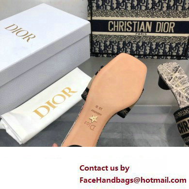 Dior Beige and Black Cotton Embroidered with Plan de Paris Motif Dway Heeled Slide 2024