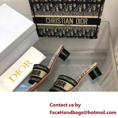 Dior Beige and Black Cotton Embroidered with Plan de Paris Motif Dway Heeled Slide 2024