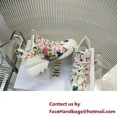 Dior D-Connect Sneaker in Technical Fabric Printed with White Multicolor Toile de Jouy Fantastica Motif 2024