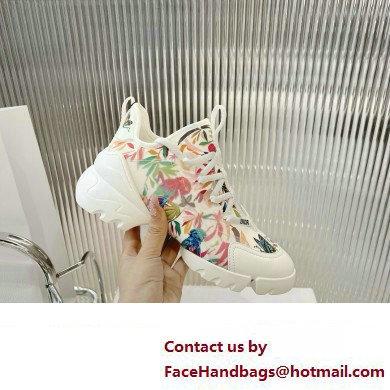 Dior D-Connect Sneaker in Technical Fabric Printed with White Multicolor Toile de Jouy Fantastica Motif 2024