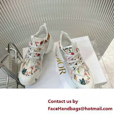 Dior D-Connect Sneaker in Technical Fabric Printed with White Multicolor Toile de Jouy Fantastica Motif 2024