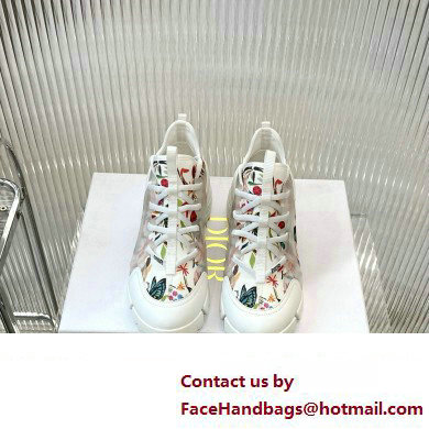 Dior D-Connect Sneaker in Technical Fabric Printed with White Multicolor Toile de Jouy Fantastica Motif 2024