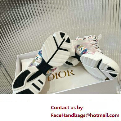 Dior D-Connect Sneaker in Technical Fabric Printed with White Multicolor Toile de Jouy Fantastica Motif 2024