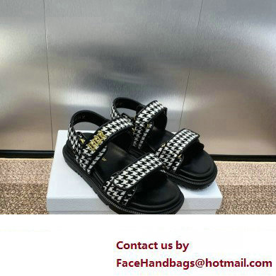 Dior DiorAct Sandals in Black and White Micro-Houndstooth Embroidered Cotton 2024