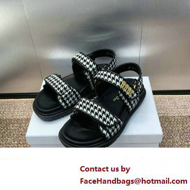 Dior DiorAct Sandals in Black and White Micro-Houndstooth Embroidered Cotton 2024