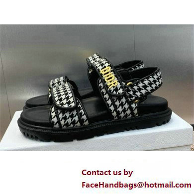 Dior DiorAct Sandals in Black and White Micro-Houndstooth Embroidered Cotton 2024