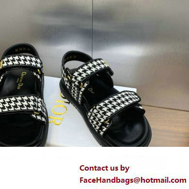 Dior DiorAct Sandals in Black and White Micro-Houndstooth Embroidered Cotton 2024