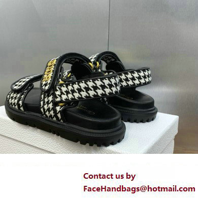 Dior DiorAct Sandals in Black and White Micro-Houndstooth Embroidered Cotton 2024