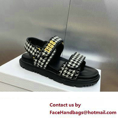 Dior DiorAct Sandals in Black and White Micro-Houndstooth Embroidered Cotton 2024