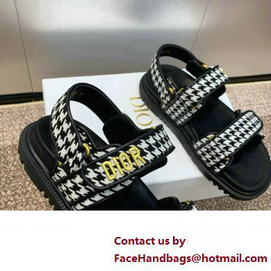 Dior DiorAct Sandals in Black and White Micro-Houndstooth Embroidered Cotton 2024