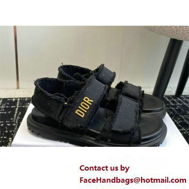 Dior Dioract Sandal in black Fringed Cotton Canvas 2024