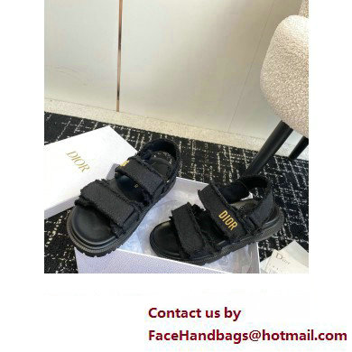 Dior Dioract Sandal in black Fringed Cotton Canvas 2024