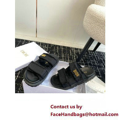 Dior Dioract Slides in Black Fringed Cotton Canvas 2024