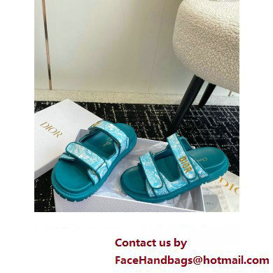 Dior Dioract Slides in Technical Fabric with Sea Green Allover Butterfly Print 2024