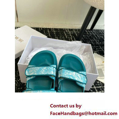 Dior Dioract Slides in Technical Fabric with Sea Green Allover Butterfly Print 2024