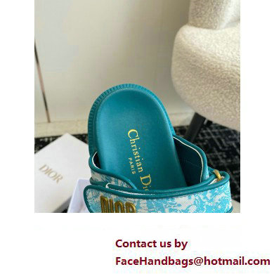 Dior Dioract Slides in Technical Fabric with Sea Green Allover Butterfly Print 2024