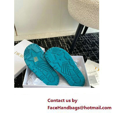 Dior Dioract Slides in Technical Fabric with Sea Green Allover Butterfly Print 2024