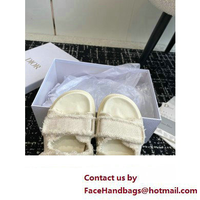 Dior Dioract Slides in ecru Fringed Cotton Canvas 2024