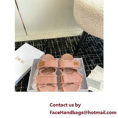 Dior Dioract Slides in pink Fringed Cotton Canvas 2024