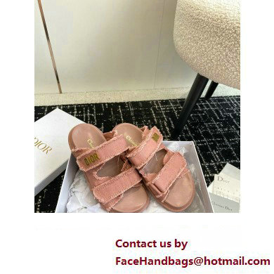 Dior Dioract Slides in pink Fringed Cotton Canvas 2024