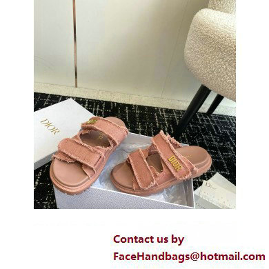 Dior Dioract Slides in pink Fringed Cotton Canvas 2024