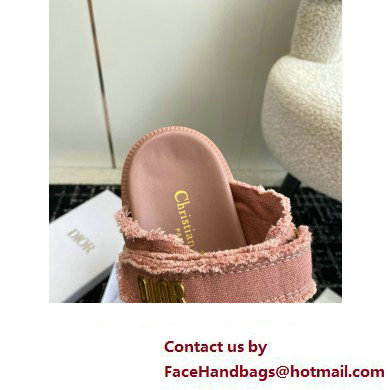 Dior Dioract Slides in pink Fringed Cotton Canvas 2024