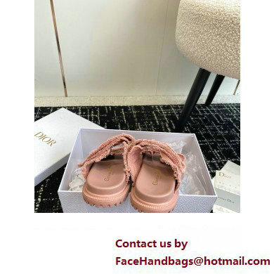 Dior Dioract Slides in pink Fringed Cotton Canvas 2024