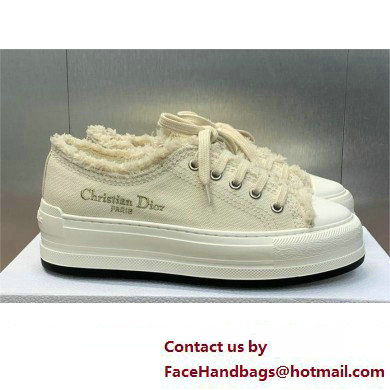 Dior Ecru Fringed Cotton Canvas with Embroideries Walk'n'Dior Platform Sneaker 2024