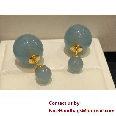 Dior Gold-Finish Metal and Sky Blue Resin Pearls Tribales Earrings 2024