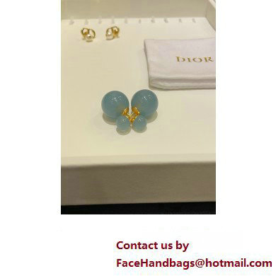 Dior Gold-Finish Metal and Sky Blue Resin Pearls Tribales Earrings 2024