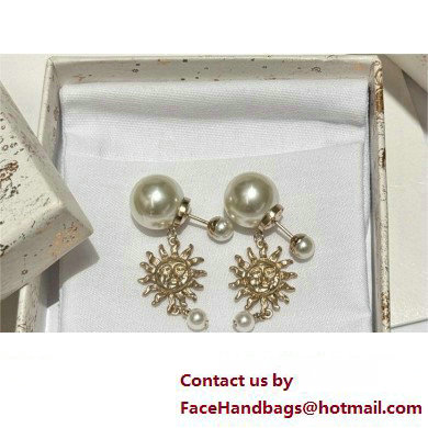 Dior Gold-Finish Metal and White Resin Pearls Tribales Earrings 2024