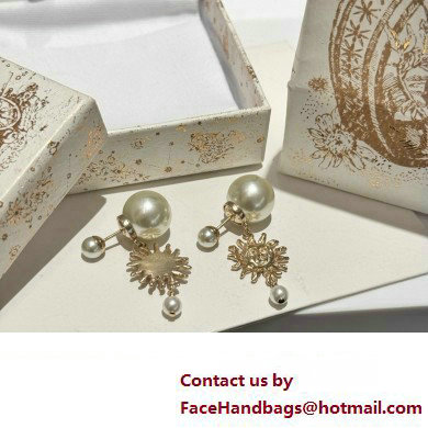 Dior Gold-Finish Metal and White Resin Pearls Tribales Earrings 2024