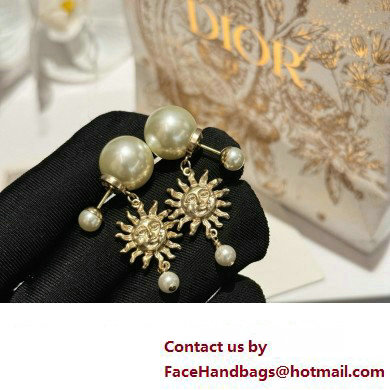 Dior Gold-Finish Metal and White Resin Pearls Tribales Earrings 2024