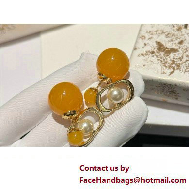 Dior Gold-Finish Metal with White Resin Pearls and Pastel Mustard Transparent Resin Pearls Tribales Earrings 2024