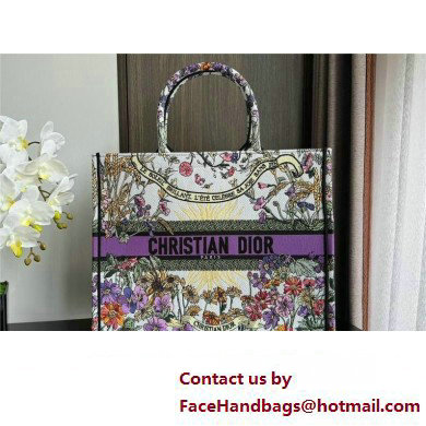 Dior LARGE Book Tote Bag in Ecru Multicolor Dior 4 Saisons Ete Soleil Embroidery 2024 - Click Image to Close