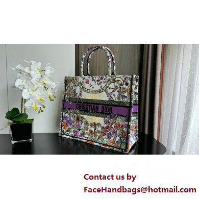 Dior LARGE Book Tote Bag in Ecru Multicolor Dior 4 Saisons Ete Soleil Embroidery 2024