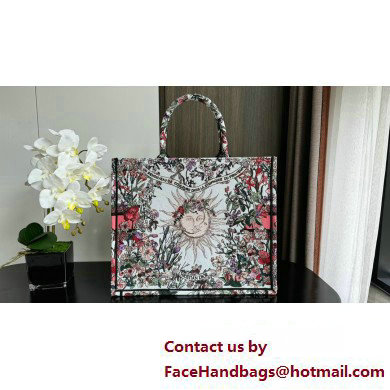 Dior LARGE Book Tote Bag in Ecru Multicolor Dior 4 Saisons Printemps Soleil Embroidery 2024