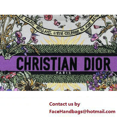 Dior Medium Book Tote Bag in Ecru Multicolor Dior 4 Saisons Ete Soleil Embroidery 2024