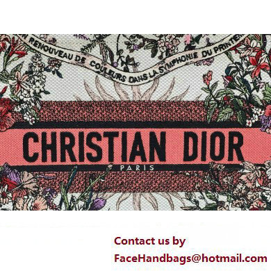 Dior Medium Book Tote Bag in Ecru Multicolor Dior 4 Saisons Printemps Soleil Embroidery 2024