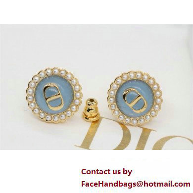 Dior Petit CD Baroque Stud Earrings blue 2024 - Click Image to Close