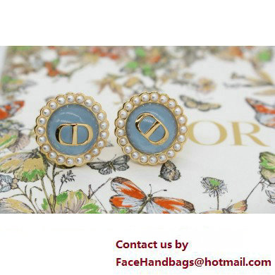 Dior Petit CD Baroque Stud Earrings blue 2024