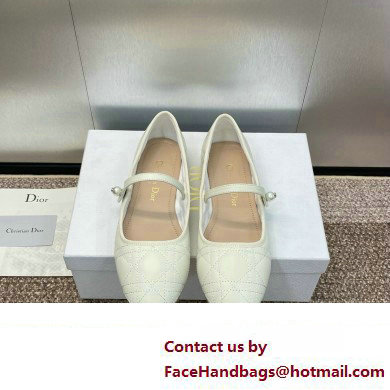 Dior WHITE Quilted Cannage Calfskin Ballet Flats 2024