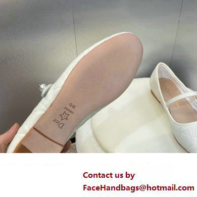 Dior WHITE Quilted Cannage Calfskin Ballet Flats 2024