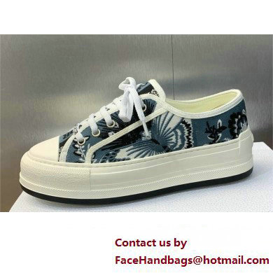 Dior Walk'n'Dior Platform Sneaker in Denim Blue Multicolor Embroidered Cotton with Butterfly Bandana Motif 2024