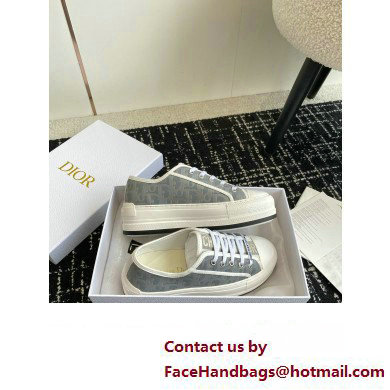 Dior Walk'n'Dior Platform Sneaker in Gray Calfskin Textured with Dior Oblique Motif and Embroidered Cotton 2024