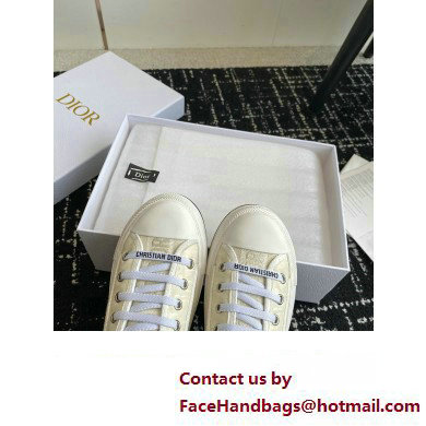 Dior Walk'n'Dior Platform Sneaker in White Calfskin Textured with Dior Oblique Motif and Embroidered Cotton 2024